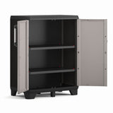 Keter low cabinet, adjustable shelves, reinforced construction, color: gray/black, Pro