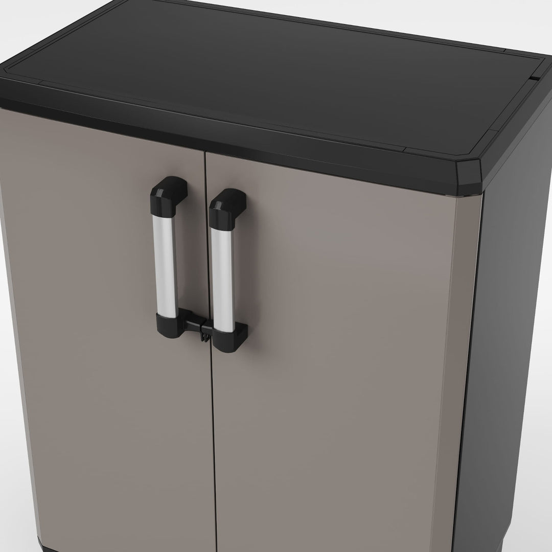 Keter low cabinet, adjustable shelves, reinforced construction, color: gray/black, Pro