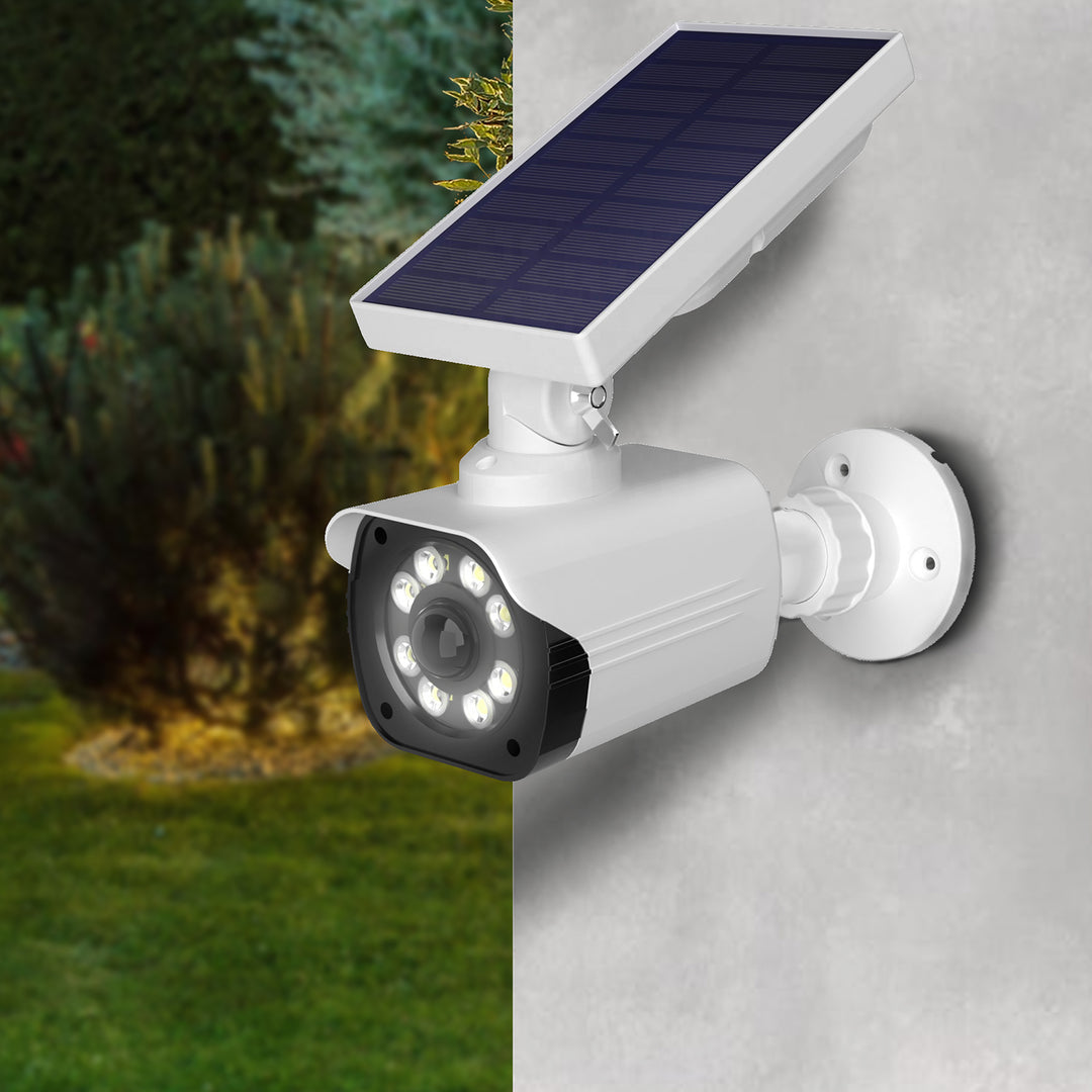 Solar camera dummy, flashing LED, motion sensor, LED lighting, free sticker, SOL1800S, 2 pieces