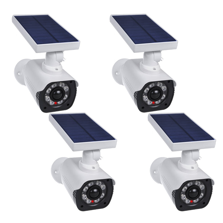 Solar camera dummy, flashing LED, motion sensor, LED lighting, free sticker, SOL1800S, 4 pieces