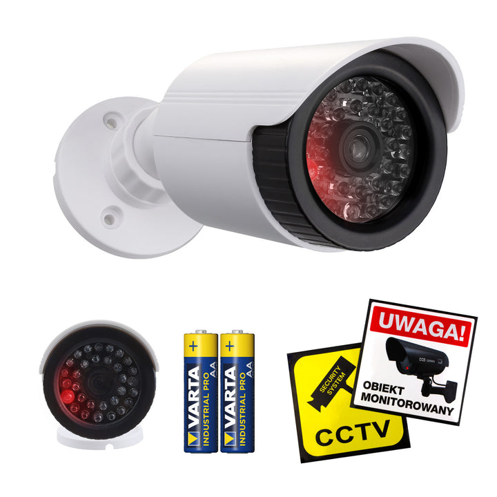 Dummy tube camera, IR LEDs, white, 2xAA power supply (included), ABS, IR1800 W