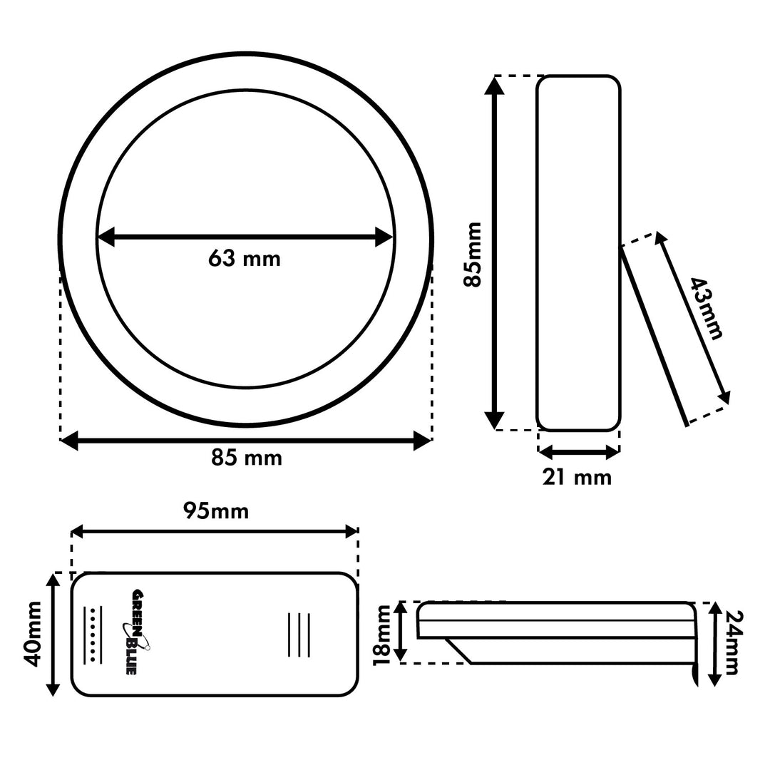 GreenBlue wireless weather station, IN/OUT temperature, clock, °C/°F selectable, range up to 60 m, GB162, 4x AAA battery
