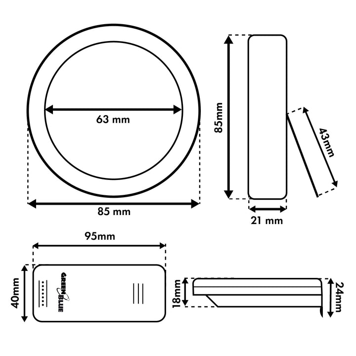 GreenBlue wireless weather station, IN/OUT temperature, clock, °C/°F selectable, range up to 60 m, GB162, 4x AAA battery
