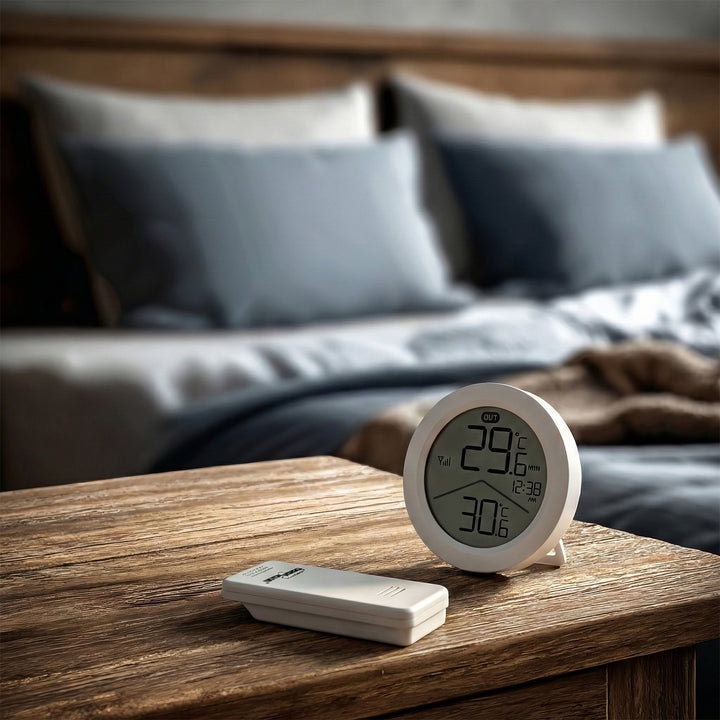 GreenBlue wireless weather station, IN/OUT temperature, clock, °C/°F selectable, range up to 60 m, GB162, 4x AAA battery