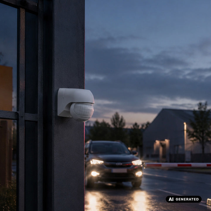 Maclean 12-24V PIR Motion Sensor, Infrared, IP44, White, 12m Range, Max. Load 60/120W, MCE623 W