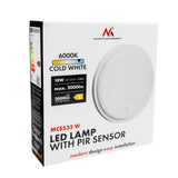 Maclean LED Lamp with Motion Sensor, PIR Sensor, White, 10W/15W/18W, IP65, Adjustable Color Temperature 3000K/4000K/6000K, MCE535 W