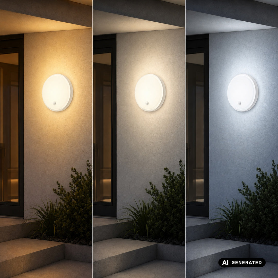 Maclean LED Lamp with Motion Sensor, PIR Sensor, White, 10W/15W/18W, IP65, Adjustable Color Temperature 3000K/4000K/6000K, MCE535 W