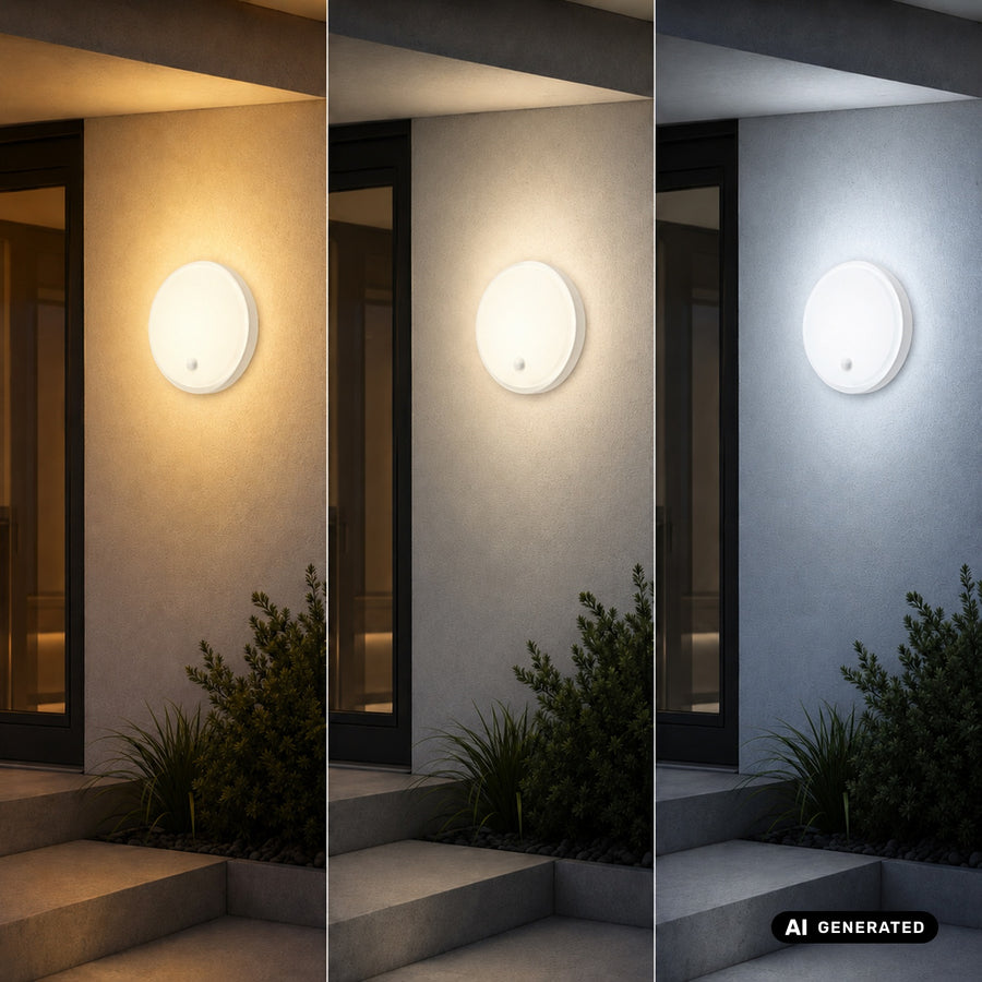 Maclean LED Lamp with Motion Sensor, PIR Sensor, White, 10W/15W/18W, IP65, Adjustable Color Temperature 3000K/4000K/6000K, MCE535 W