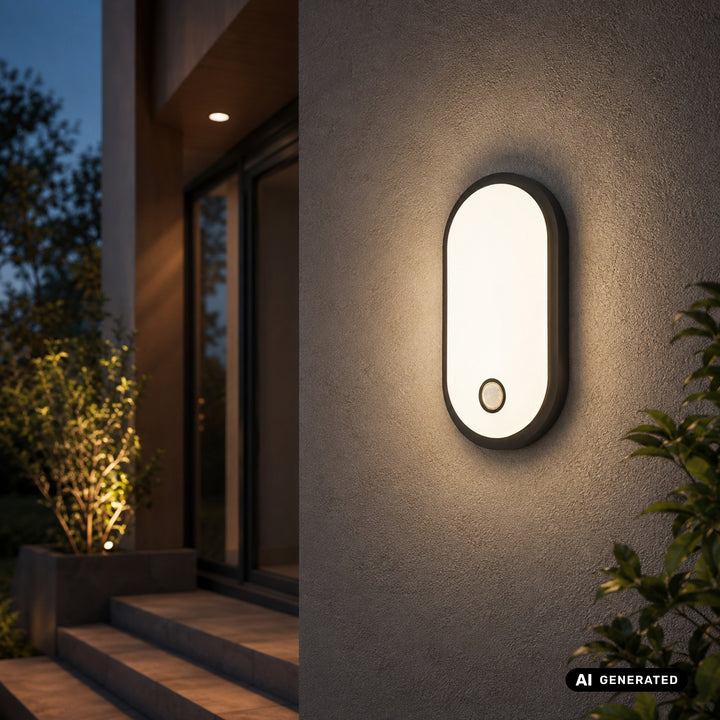 Maclean LED Motion Sensor Light, PIR sensor, black, 10W/15W/18W, IP65, adjustable color temperature 3000K/4000K/6000K, MCE534 B