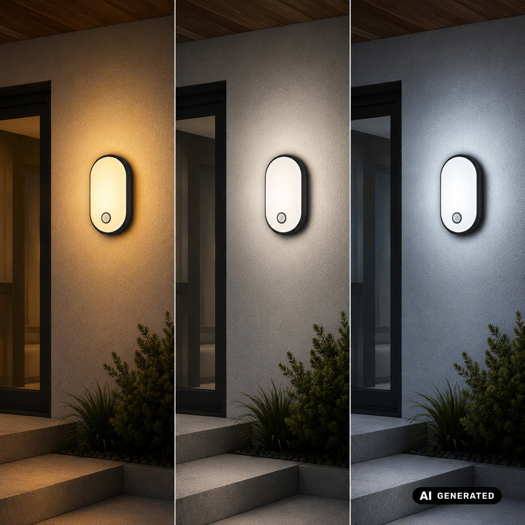 Maclean LED Motion Sensor Light, PIR sensor, black, 10W/15W/18W, IP65, adjustable color temperature 3000K/4000K/6000K, MCE534 B