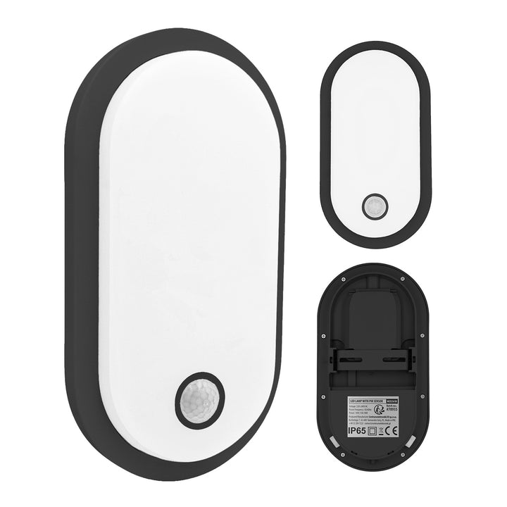 Maclean LED Motion Sensor Light, PIR sensor, black, 10W/15W/18W, IP65, adjustable color temperature 3000K/4000K/6000K, MCE534 B