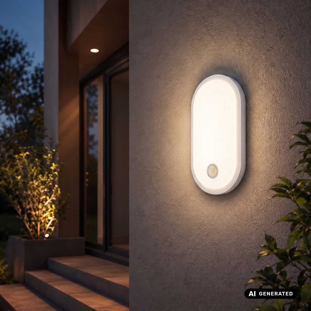 Maclean LED Light with Motion Sensor, PIR Sensor, White, 10W/15W/18W, IP65, Color Temperature Adjustable (3000K/4000K/6000K), MCE534 W