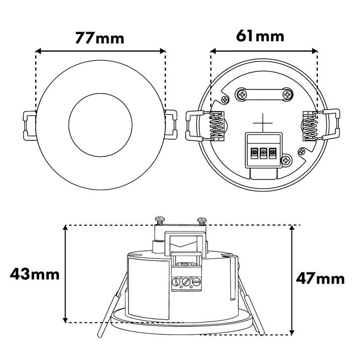 Maclean PIR Motion Sensor, Flush-Mount, 8 m Range, 600 W/1200 W, 220–240 V AC, 50/60 Hz, MCE821