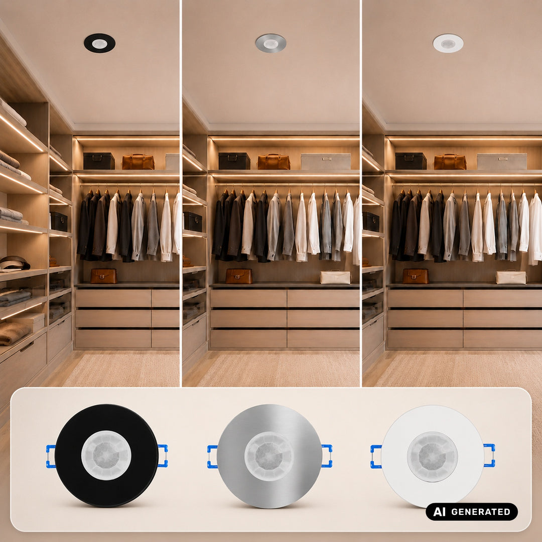 Maclean PIR Motion Sensor, Flush-Mount, 8 m Range, 600 W/1200 W, 220–240 V AC, 50/60 Hz, MCE821