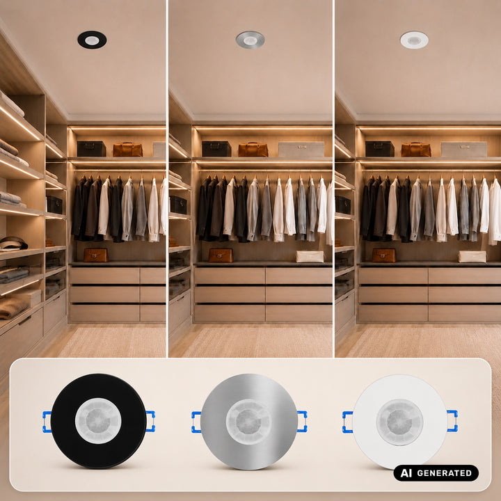 Maclean PIR Motion Sensor, Flush-Mount, 8 m Range, 600 W/1200 W, 220–240 V AC, 50/60 Hz, MCE821