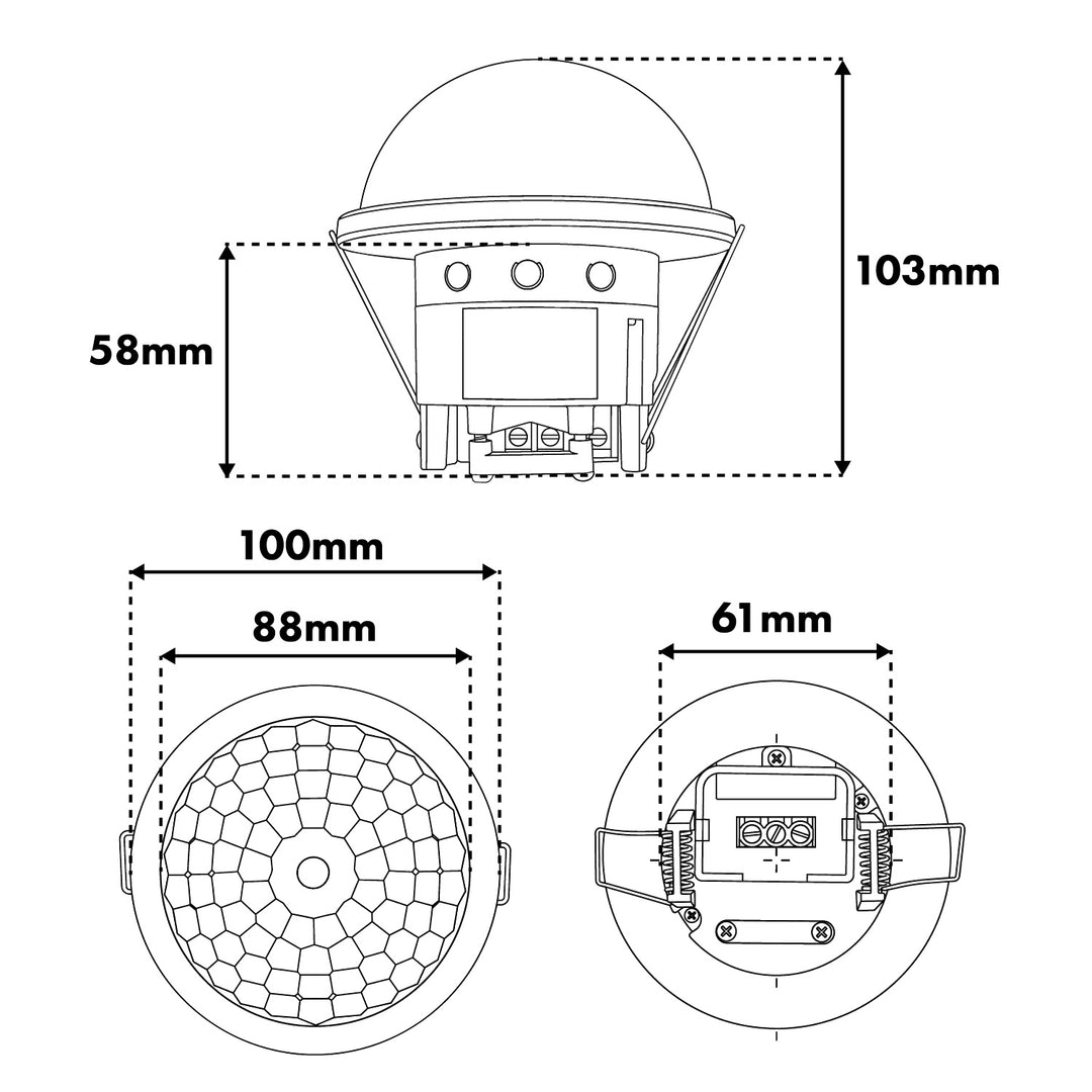 Maclean PIR Motion Sensor, flush-mounted, detection range 10x40m, 1000W/2000W, 220-240V AC, 50/60Hz, IP54, MCE822