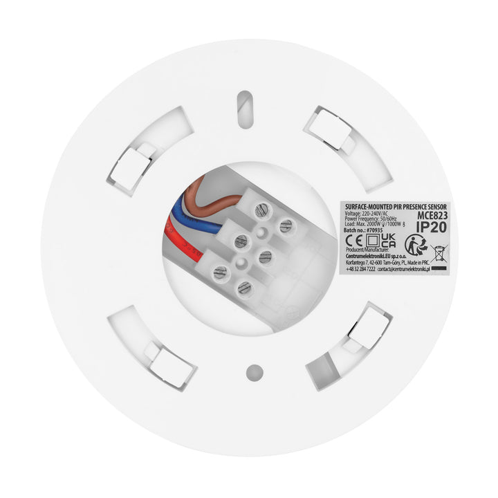 Maclean PIR Motion Sensor, Surface-Mount, Range 10x40m, 1000W/2000W, 220-240V AC, 50/60Hz, MCE823