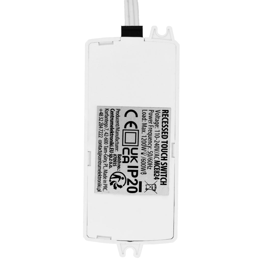 Maclean Flush-Mount Touch Switch, <40 mm, 110–240 V AC, max. load 600 W for LEDs, MCE824