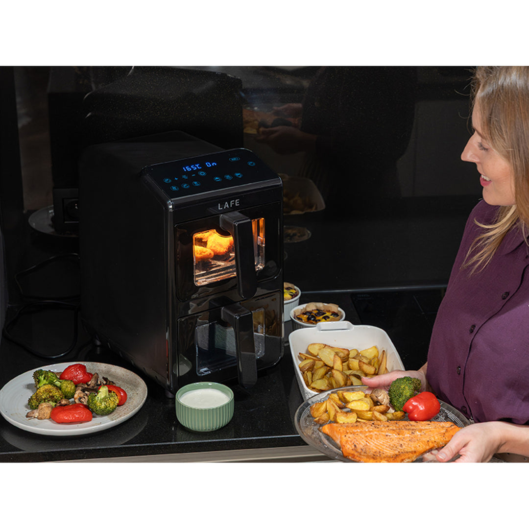LAFE oil-free fryer, air fryer, 2 compartments, 5 L, 2460 W, LCD display, Dual Fry