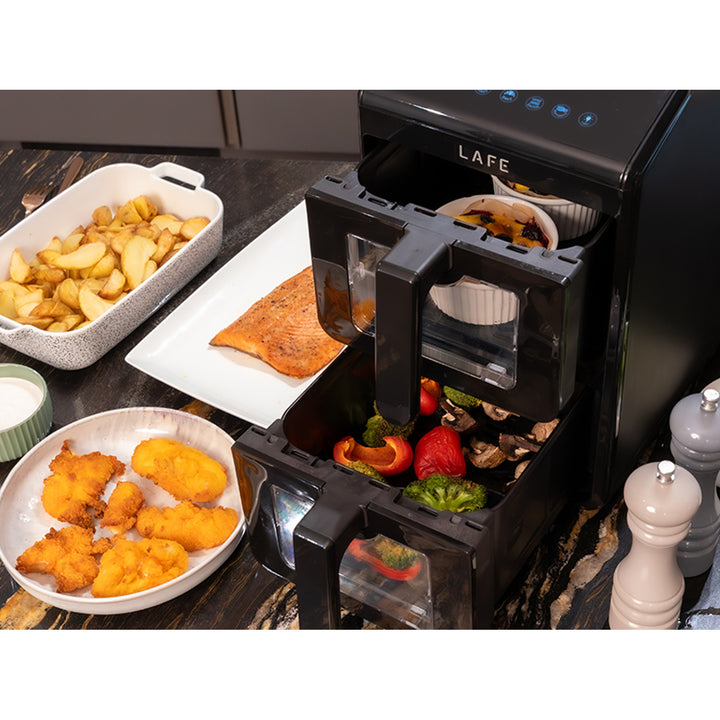 LAFE oil-free fryer, air fryer, 2 compartments, 5 L, 2460 W, LCD display, Dual Fry