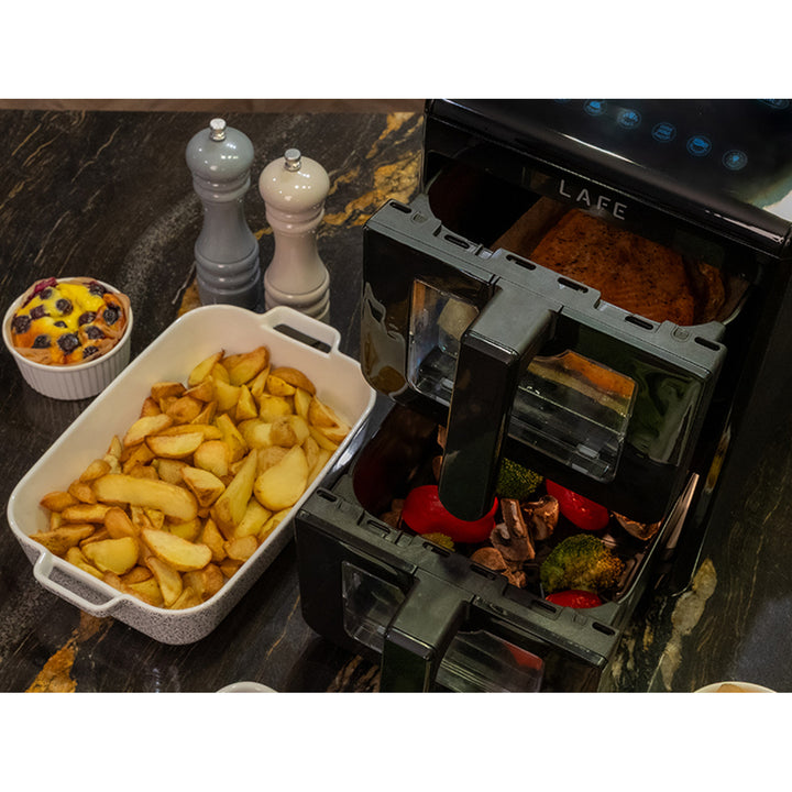 LAFE oil-free fryer, air fryer, 2 compartments, 5 L, 2460 W, LCD display, Dual Fry