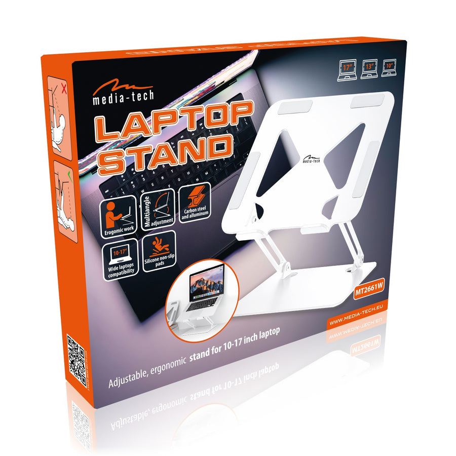Adjustable, ergonomic laptop stand for 10-17 inch laptops LAPTOP STAND MT2661W, Mediatech