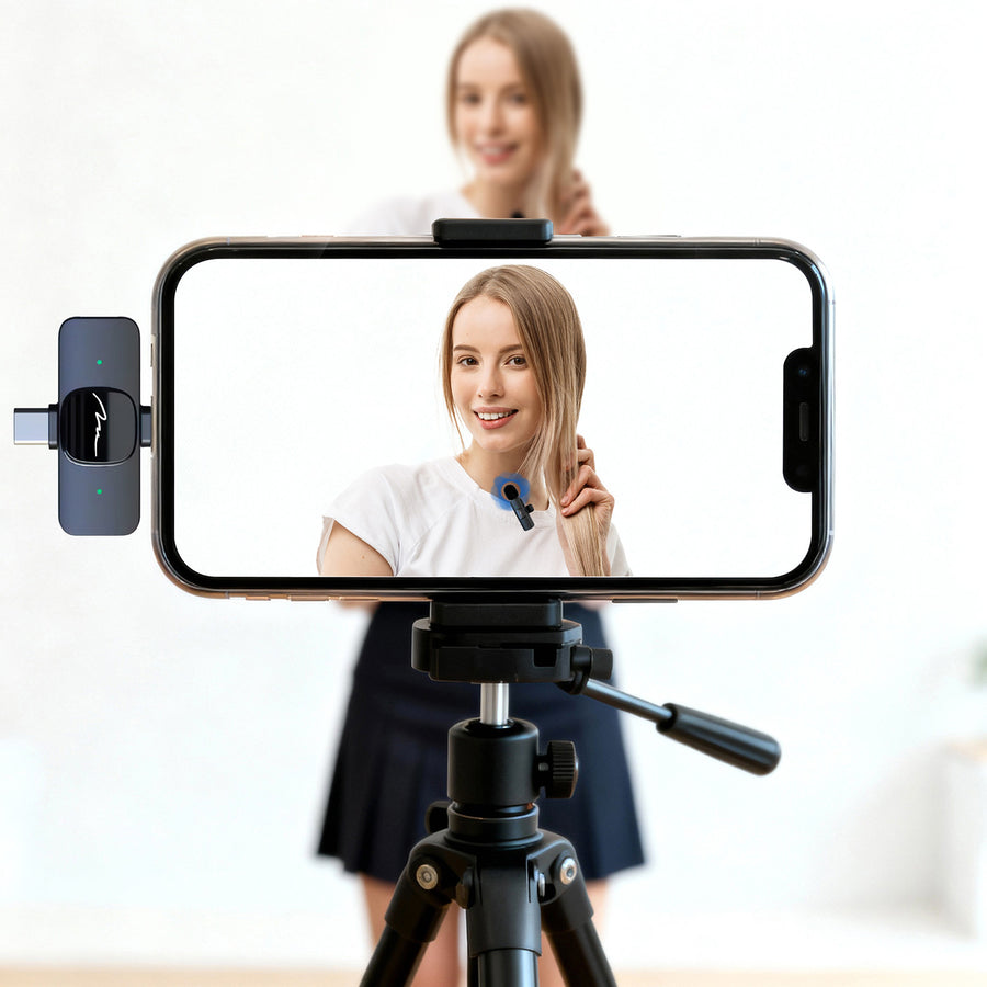 MICRO-MIC DUO - 2x wireless lapel microphone (set), clip-on, iOS & Android (OTG), mini, super-sensitive. USB-C & LIGHTNING, Mediatech
