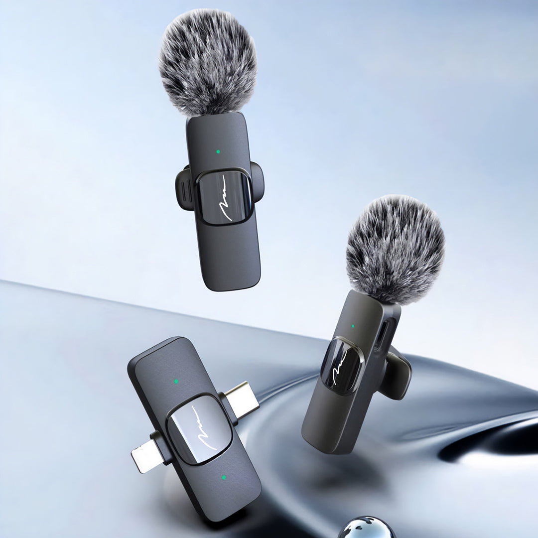 MICRO-MIC DUO - 2x wireless lapel microphone (set), clip-on, iOS & Android (OTG), mini, super-sensitive. USB-C & LIGHTNING, Mediatech