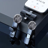 MICRO-MIC DUO - 2x wireless lapel microphone (set), clip-on, iOS & Android (OTG), mini, super-sensitive. USB-C & LIGHTNING, Mediatech