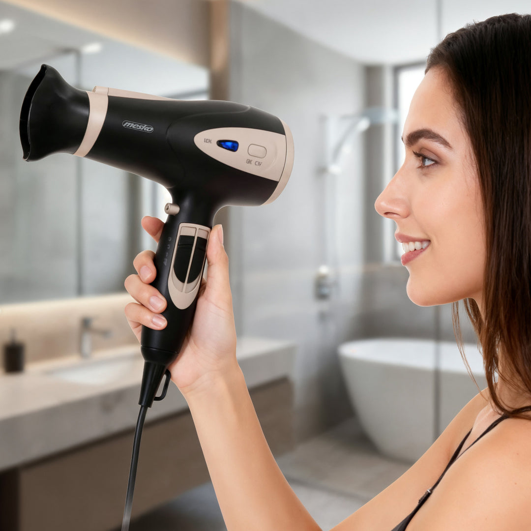 Mesko hair dryer, ionization function, diffuser, 2200W power, black, MS 2287