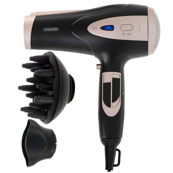 Mesko hair dryer, ionization function, diffuser, 2200W power, black, MS 2287
