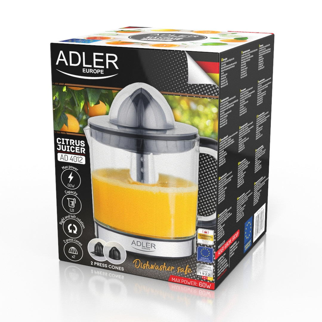 Adler citrus juicer, capacity 1.2 l, maximum power 60 W, black, AD 4012