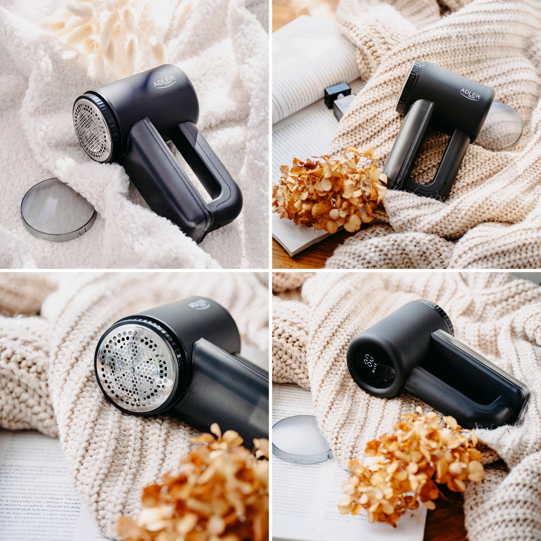 Adler fabric shaver, LCD display, 3 operating speeds, black, AD 9617 black