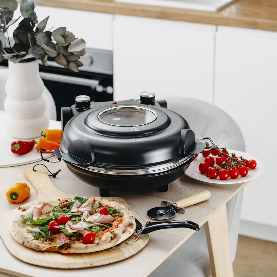 Adler pizza oven, temperature control up to 400°C, ceramic stone, two heating elements, AD 6314