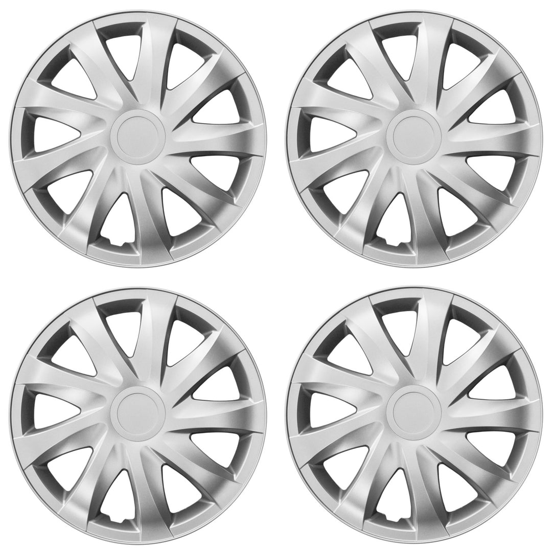 Universal 13" NRM Draco silver hubcaps, 4 pieces