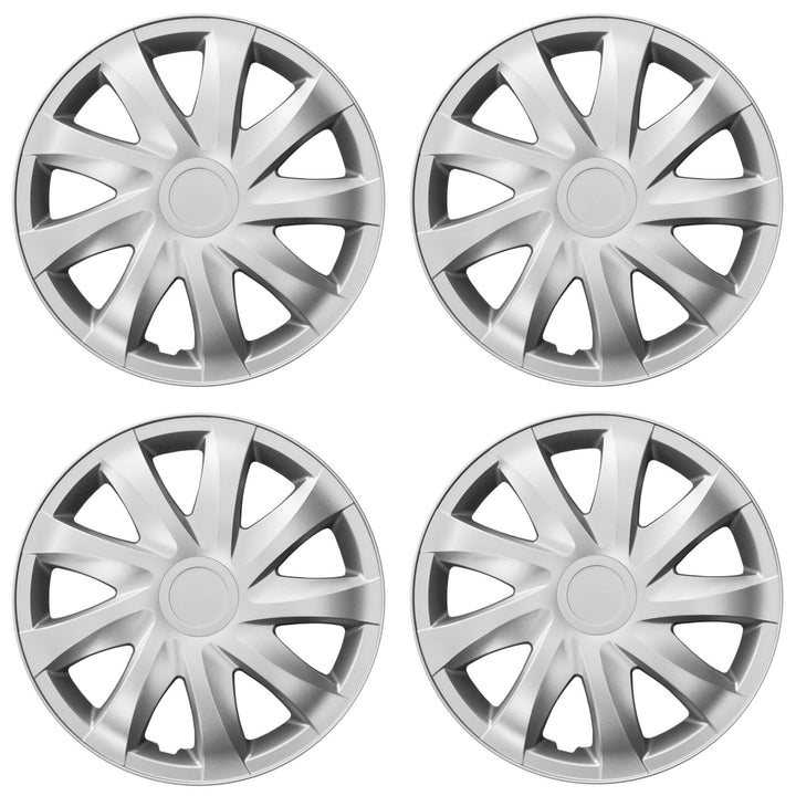 Universal 13" NRM Draco silver hubcaps, 4 pieces