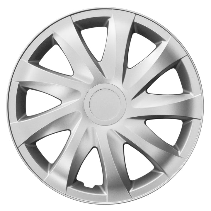 Universal 13" NRM Draco silver hubcaps, 4 pieces