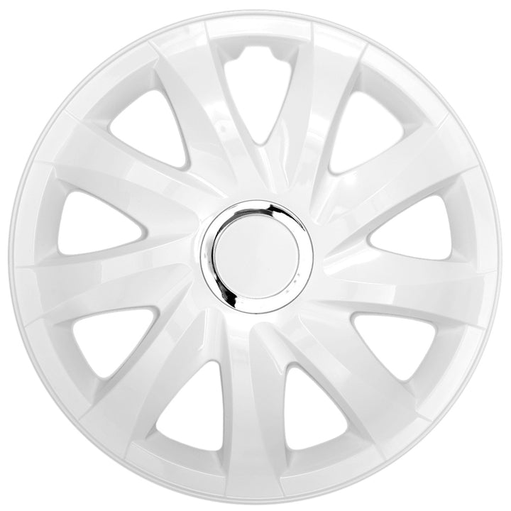 Universal 13" NRM Drift white hubcaps, set of 4