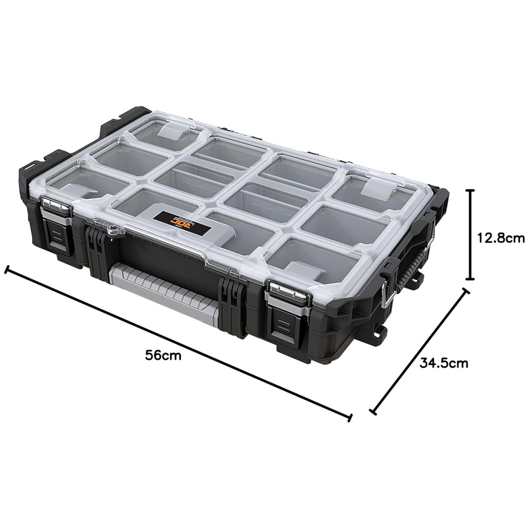 Keter ROC Pro Gear 1.0 Tool Organizer, capacity over 13 liters, clear and durable lid, dust- and water-resistant seal, metal latches, 257190