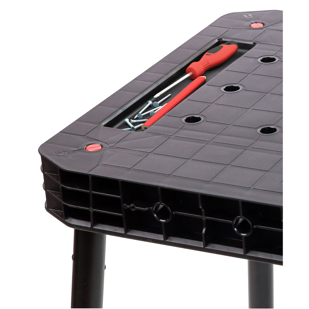 Keter Ultimate Workbench, foldable, load capacity up to 453 kg, assembly in 30 seconds, large work surface with 3/4-inch holes, portable, 262936