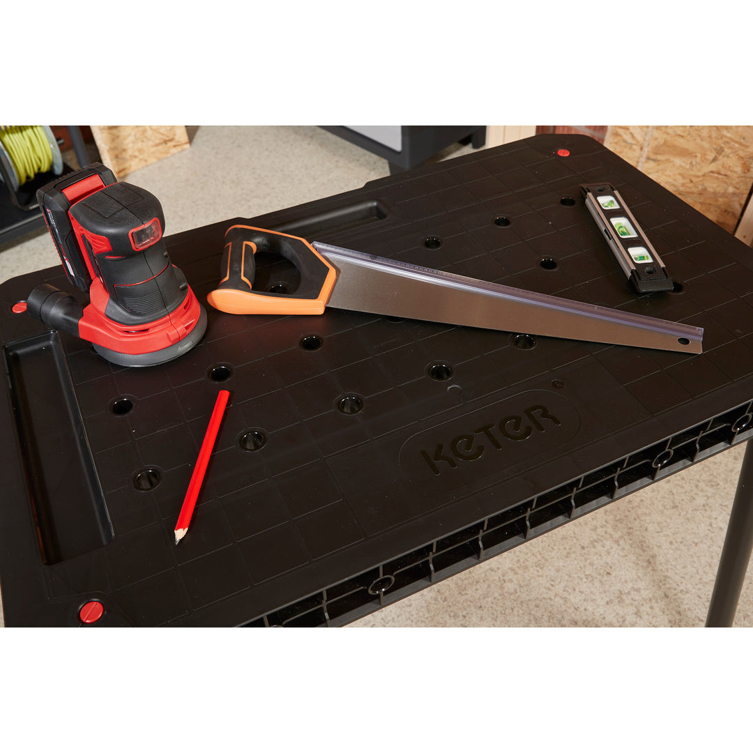 Keter Ultimate Workbench, foldable, load capacity up to 453 kg, assembly in 30 seconds, large work surface with 3/4-inch holes, portable, 262936