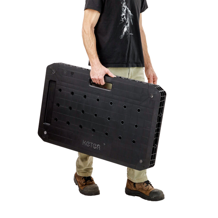 Keter Ultimate Workbench, foldable, load capacity up to 453 kg, assembly in 30 seconds, large work surface with 3/4-inch holes, portable, 262936