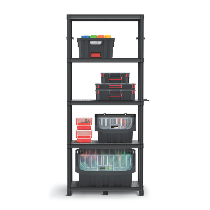 Stackaro Solid 75 Kistenberg shelving unit, max. total load 220 kg, 5 shelves, wall mounting, KSS75L5HD-S411