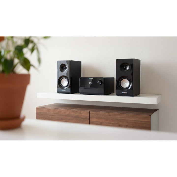 Blaupunkt micro system, 100W RMS power, DAB+ tuner, LED display, FM radio, telescopic antenna included, HDMI ARC connector, CD/MP3/USB/BT, clock with alarm function, MS49DAB