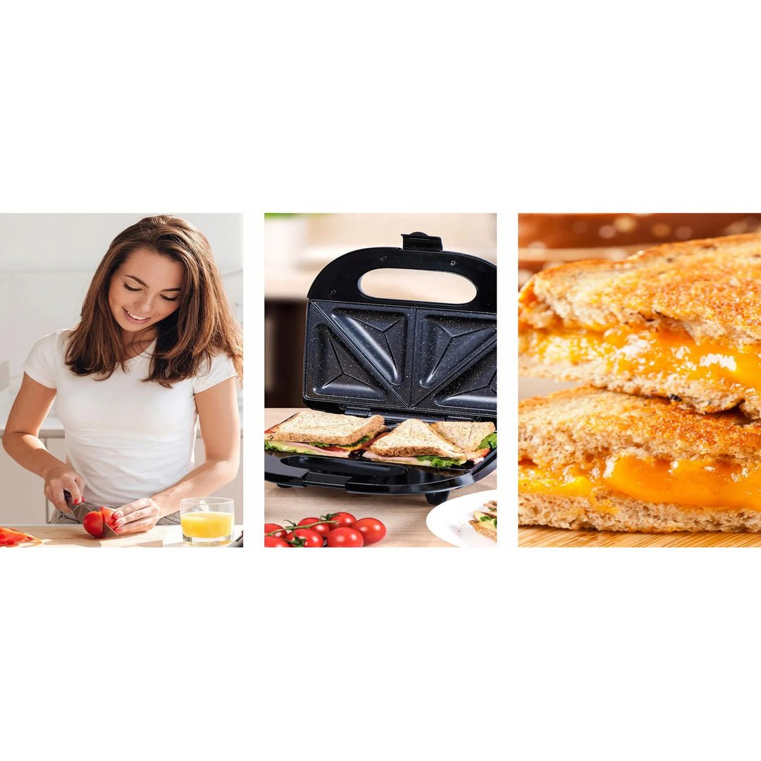 Eldom sandwich maker, non-stick ceramic coating, fast heating, 750W power, quick cleaning, LED indicator light, non-slip feet, ST11G