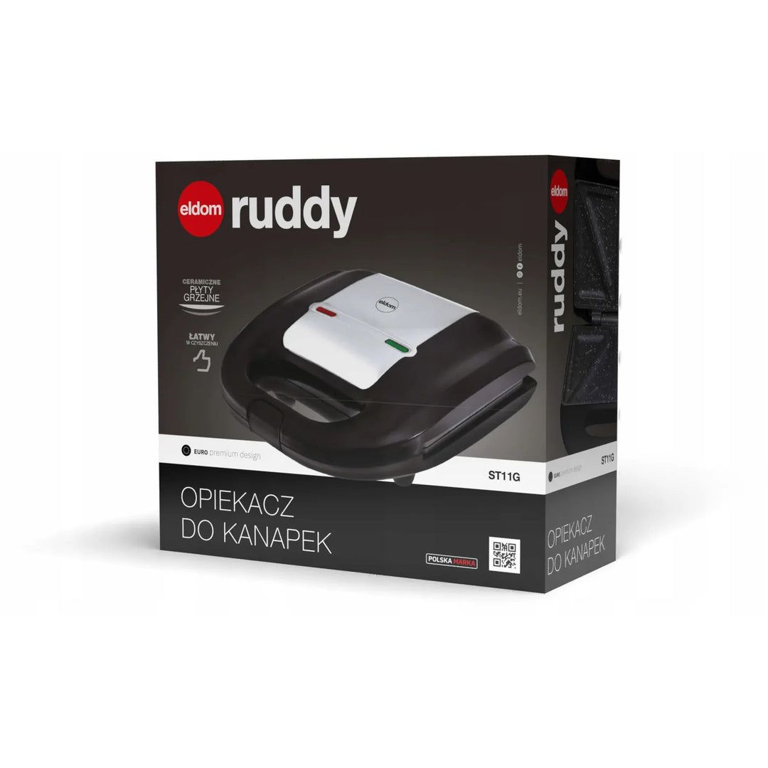 Eldom sandwich maker, non-stick ceramic coating, fast heating, 750W power, quick cleaning, LED indicator light, non-slip feet, ST11G