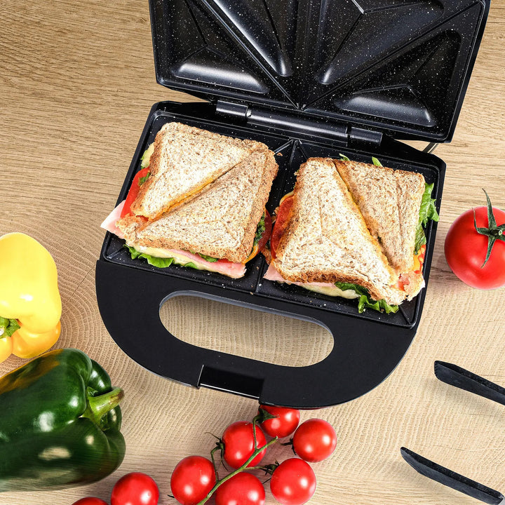 Eldom sandwich maker, non-stick ceramic coating, fast heating, 750W power, quick cleaning, LED indicator light, non-slip feet, ST11G