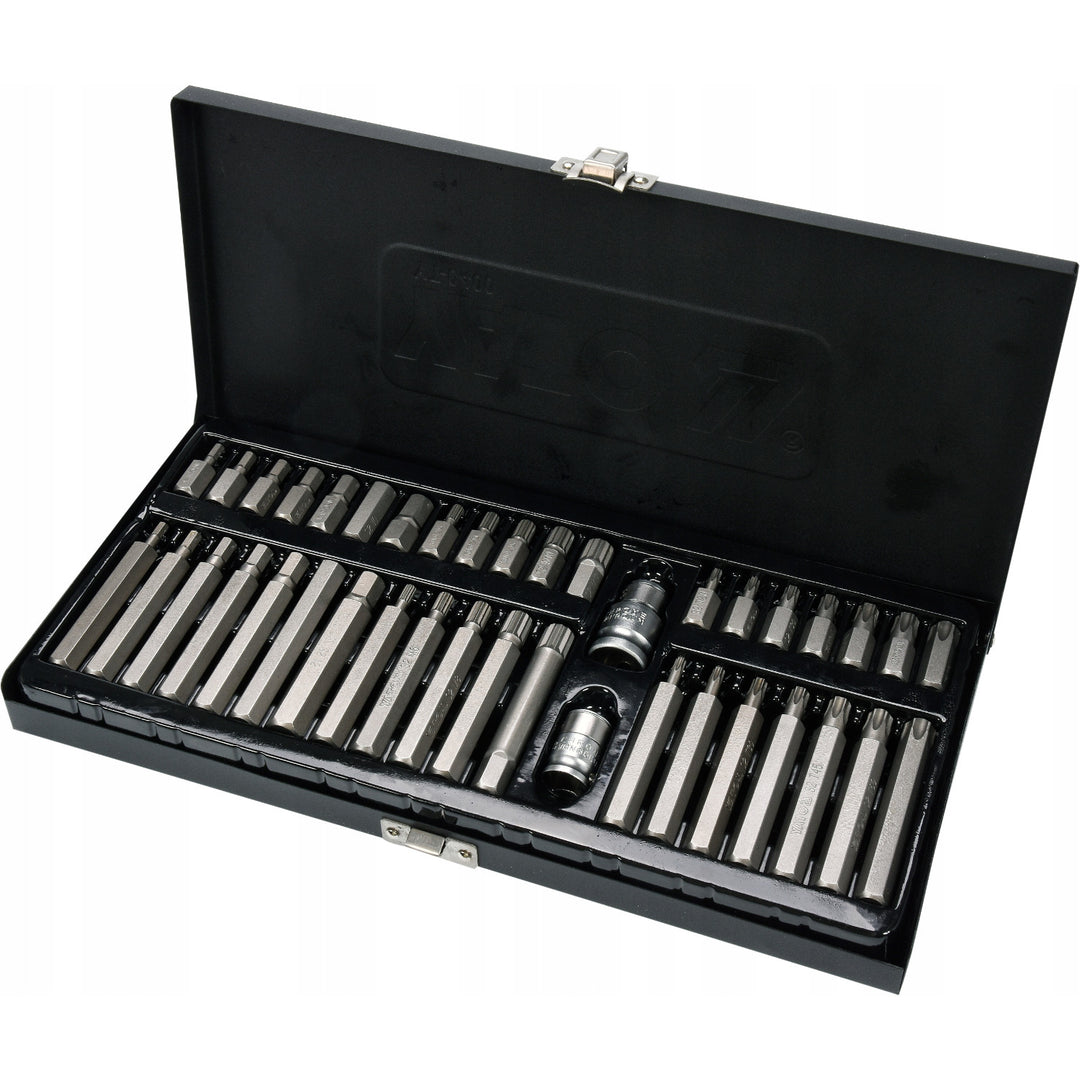 Professional Yato bit set, Torx, Spline, Hex, made of S2 tool alloy steel, high hardness HRC 58-62, in a case, YT-0400