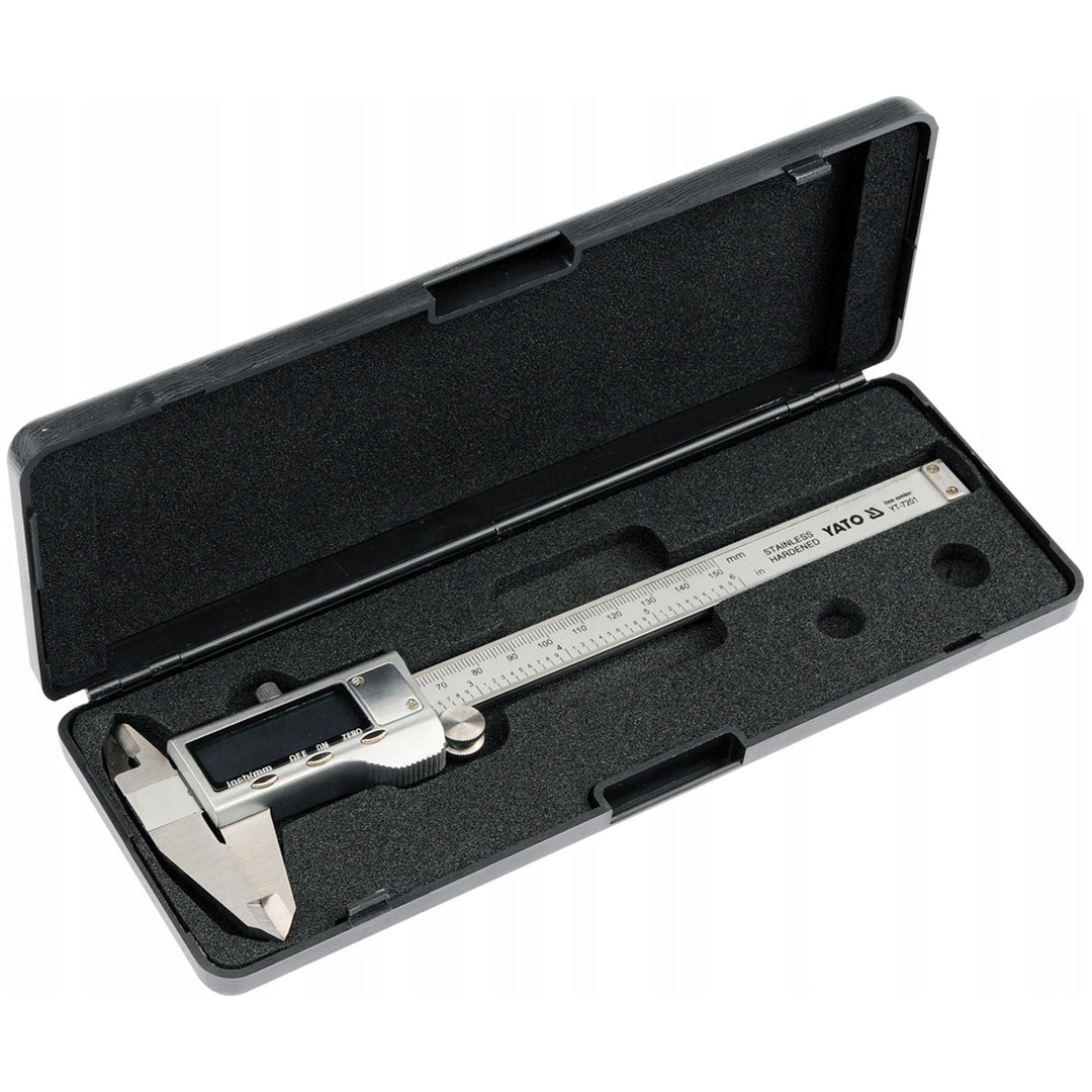 Yato electronic caliper, stainless steel, accuracy 0.02 mm, range 0-150 mm, scale adapted to metric and inch systems, YT-7201