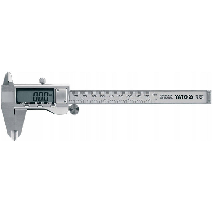Yato electronic caliper, stainless steel, accuracy 0.02 mm, range 0-150 mm, scale adapted to metric and inch systems, YT-7201